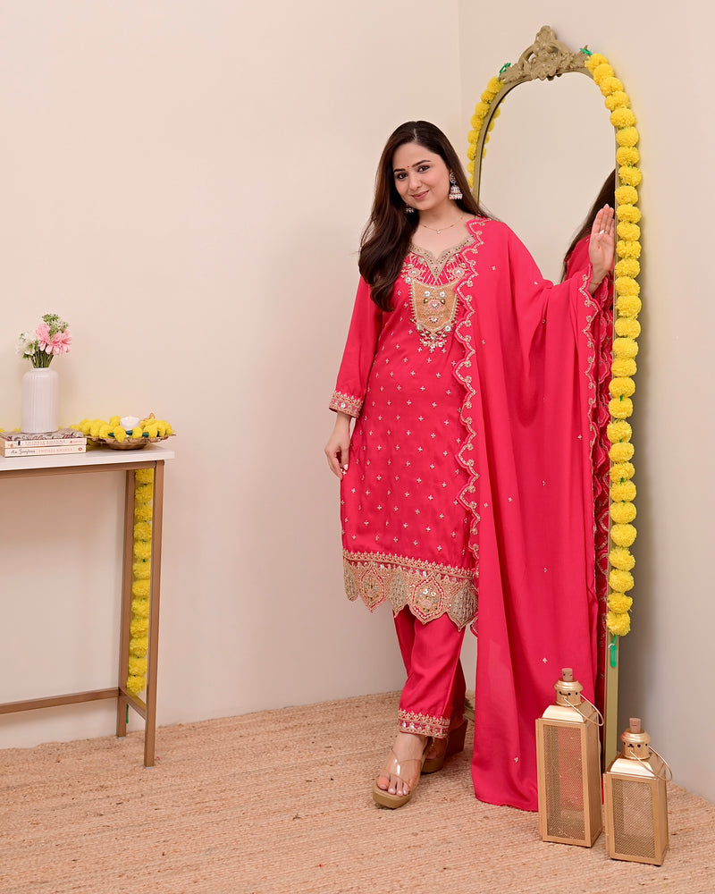 Noor-e-Rani Chanderi Silk Handwork Festive Suit