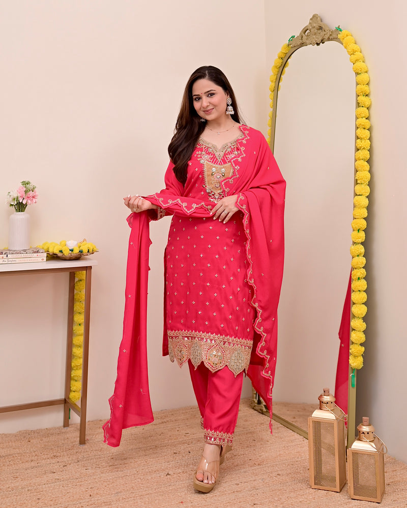 Noor-e-Rani Chanderi Silk Handwork Festive Suit