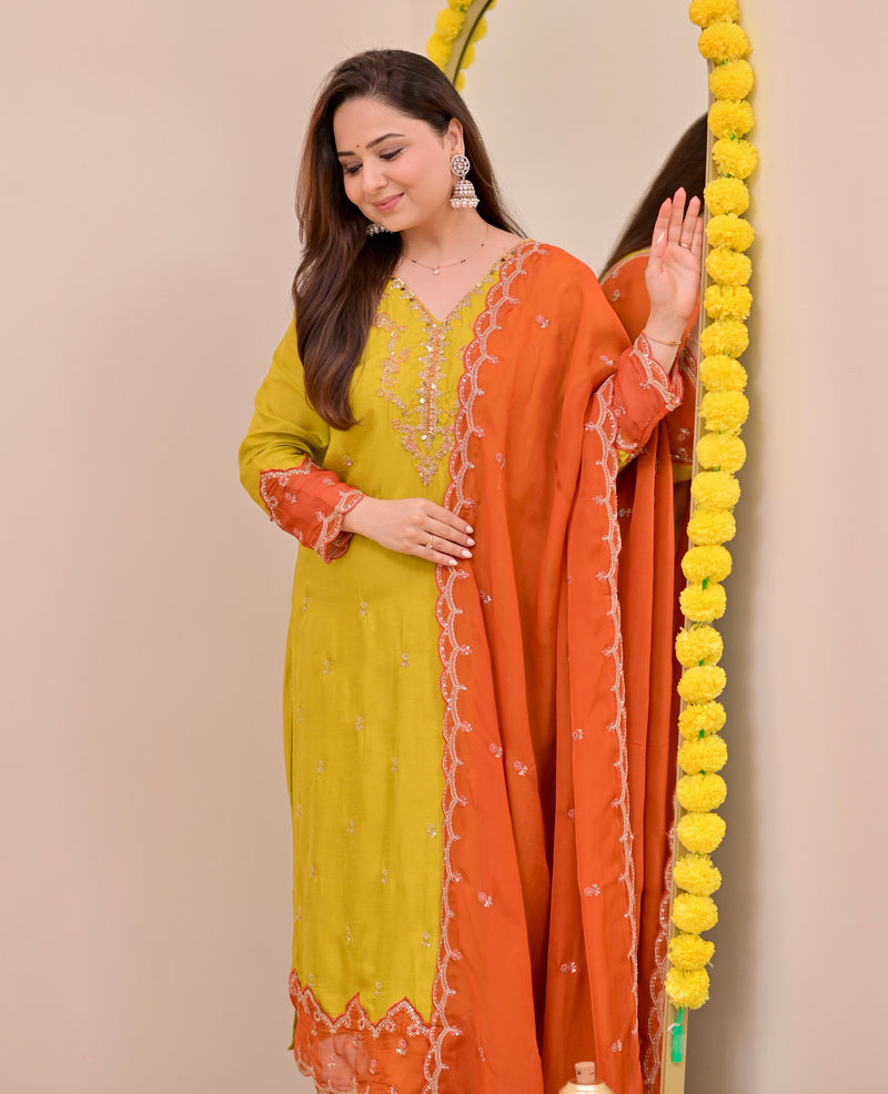 Haryali Hues Chanderi Silk Handwork Festive Suit