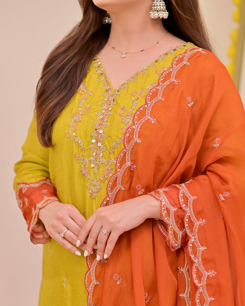 Haryali Hues Chanderi Silk Handwork Festive Suit