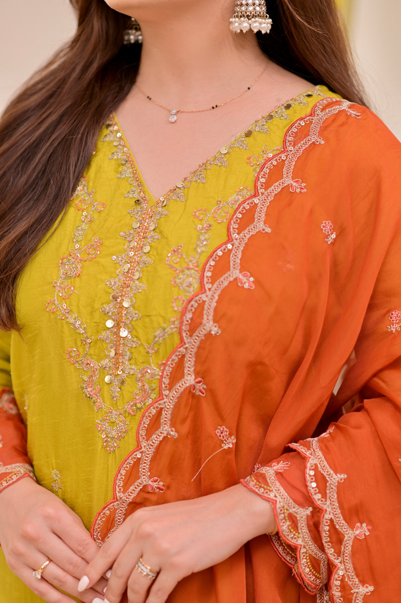 Haryali Hues Chanderi Silk Handwork Festive Suit