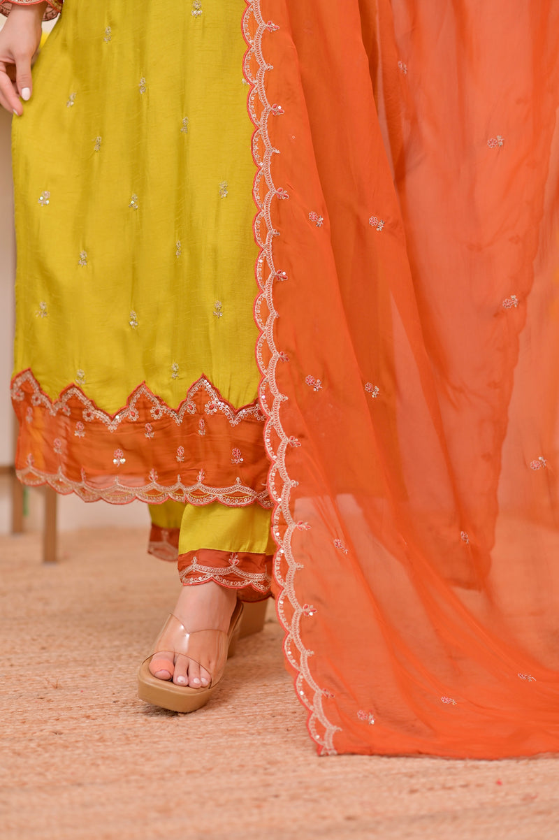 Haryali Hues Chanderi Silk Handwork Festive Suit