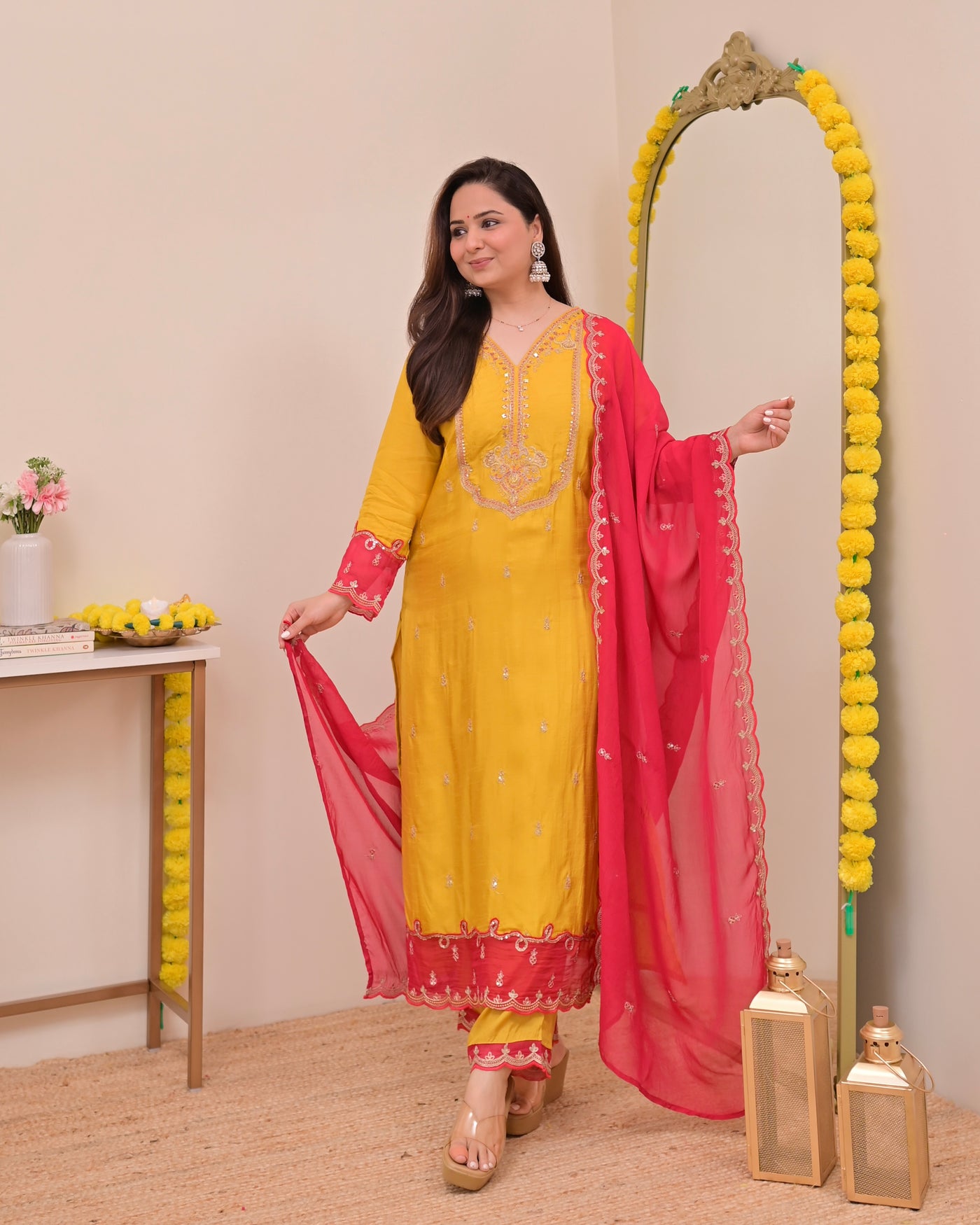 Marigold Muse Chanderi Silk Handwork Festive Suit