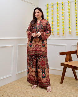 Brown Rustic Bloom Cotton Co-ord