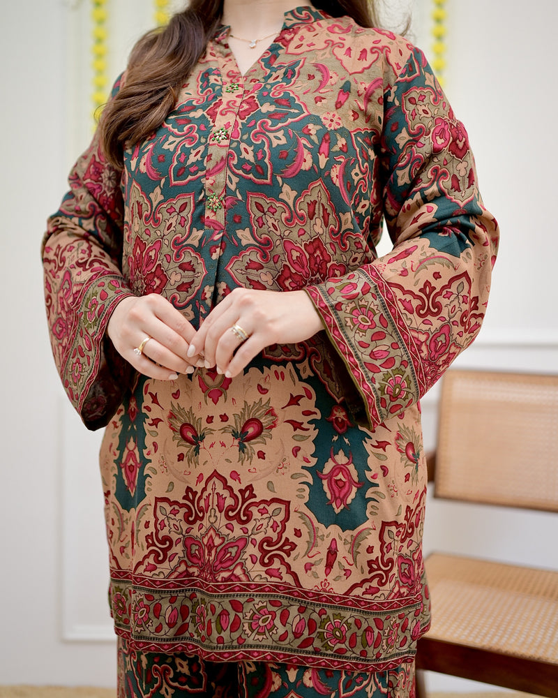Brown Rustic Bloom Cotton Co-ord