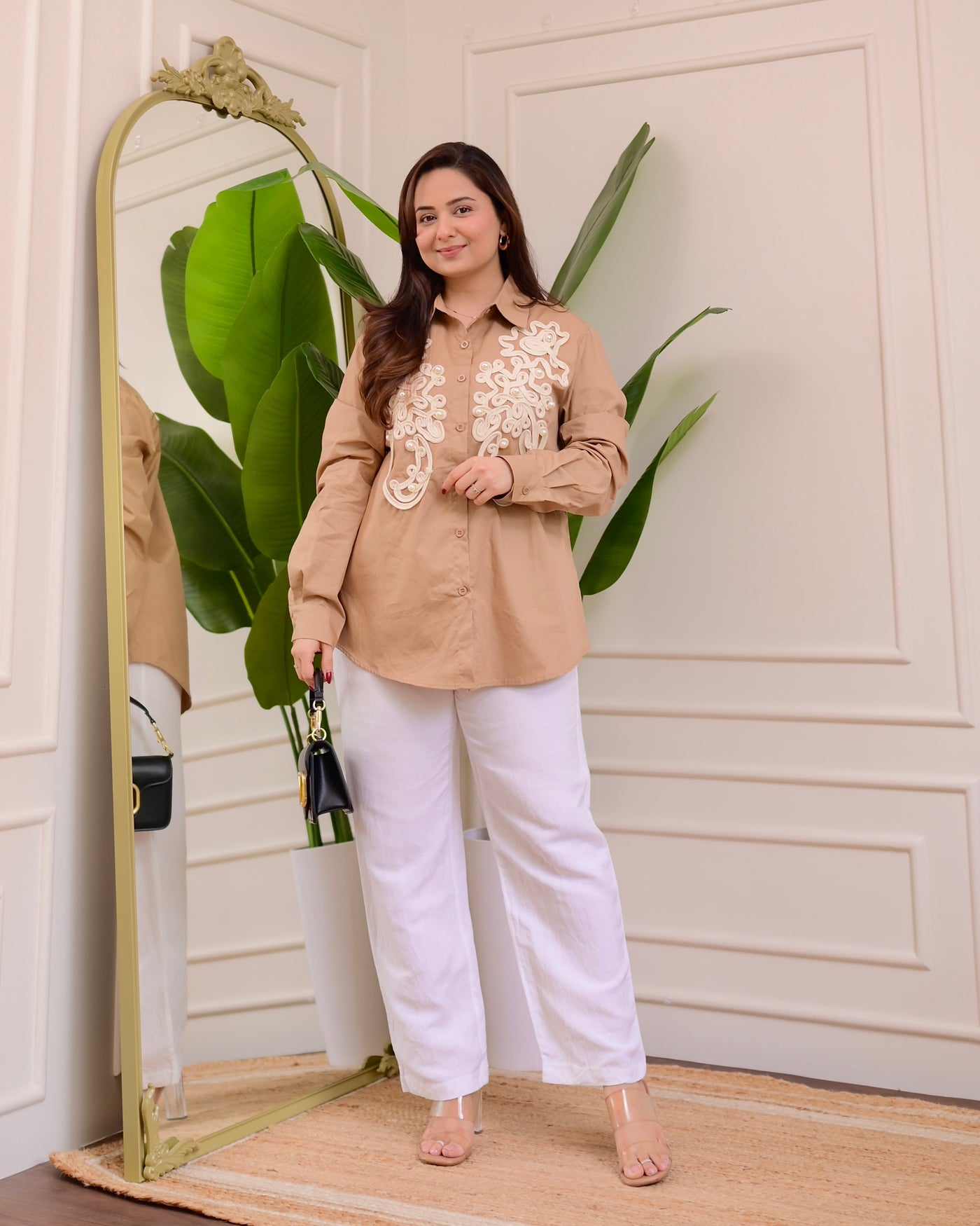 Brown Loom & Pearl Luxe Shirt