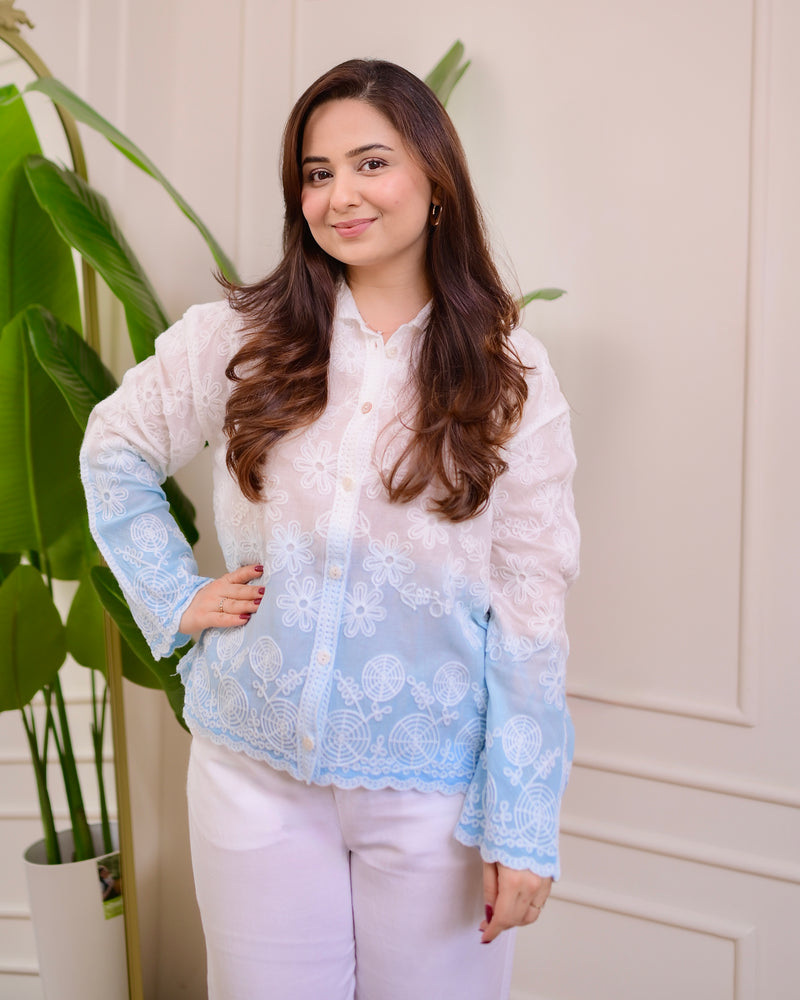 Blue Ombre Threadwork Shirt