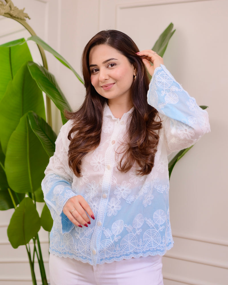 Blue Ombre Threadwork Shirt