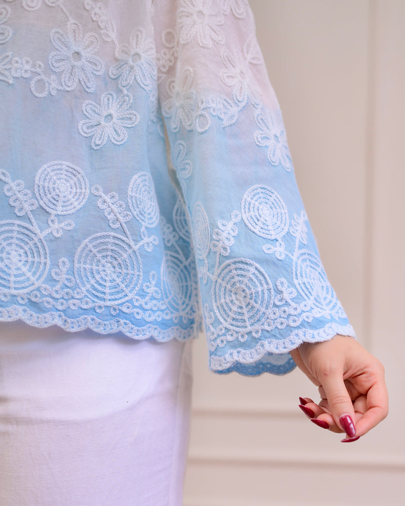 Blue Ombre Threadwork Shirt