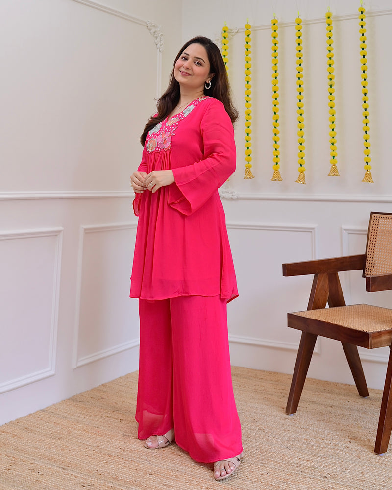 Pink Handwork Chinnon Festive Co-ord