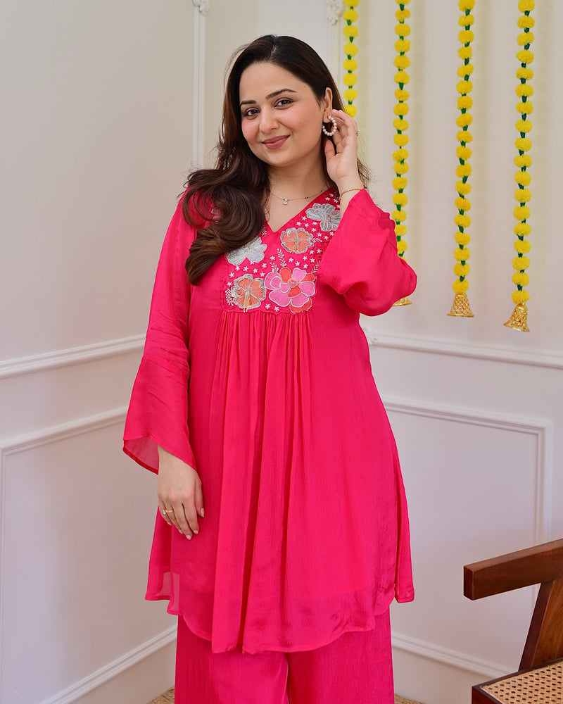 Pink Handwork Chinnon Festive Co-ord
