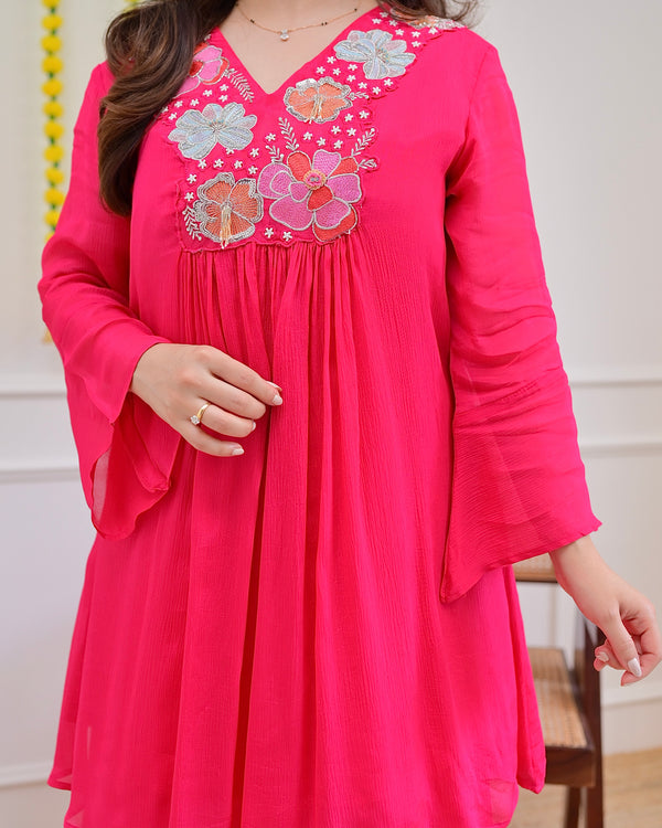 Pink Handwork Chinnon Festive Co-ord