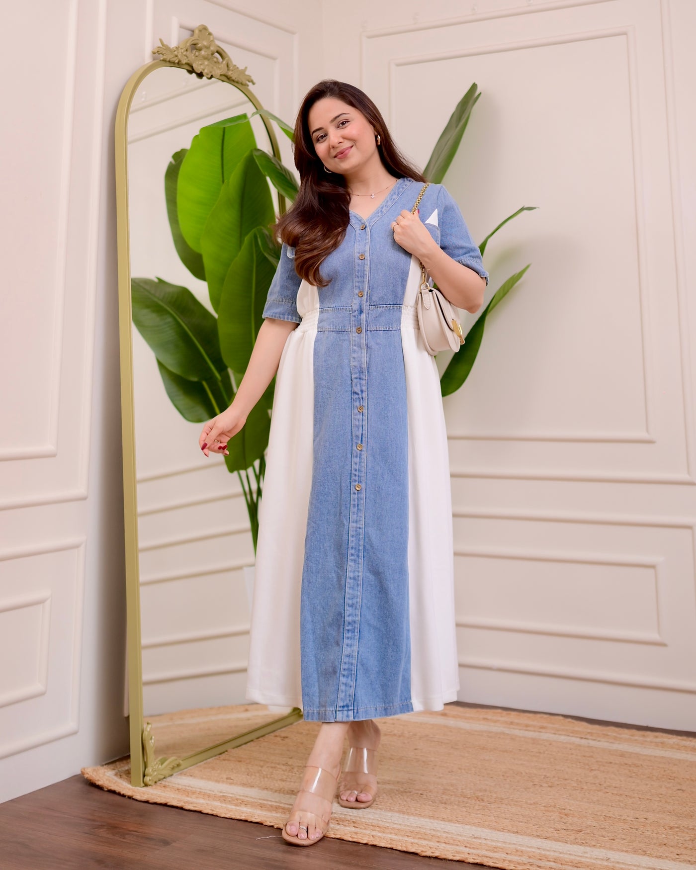 White Denim Charm Luxe Dress
