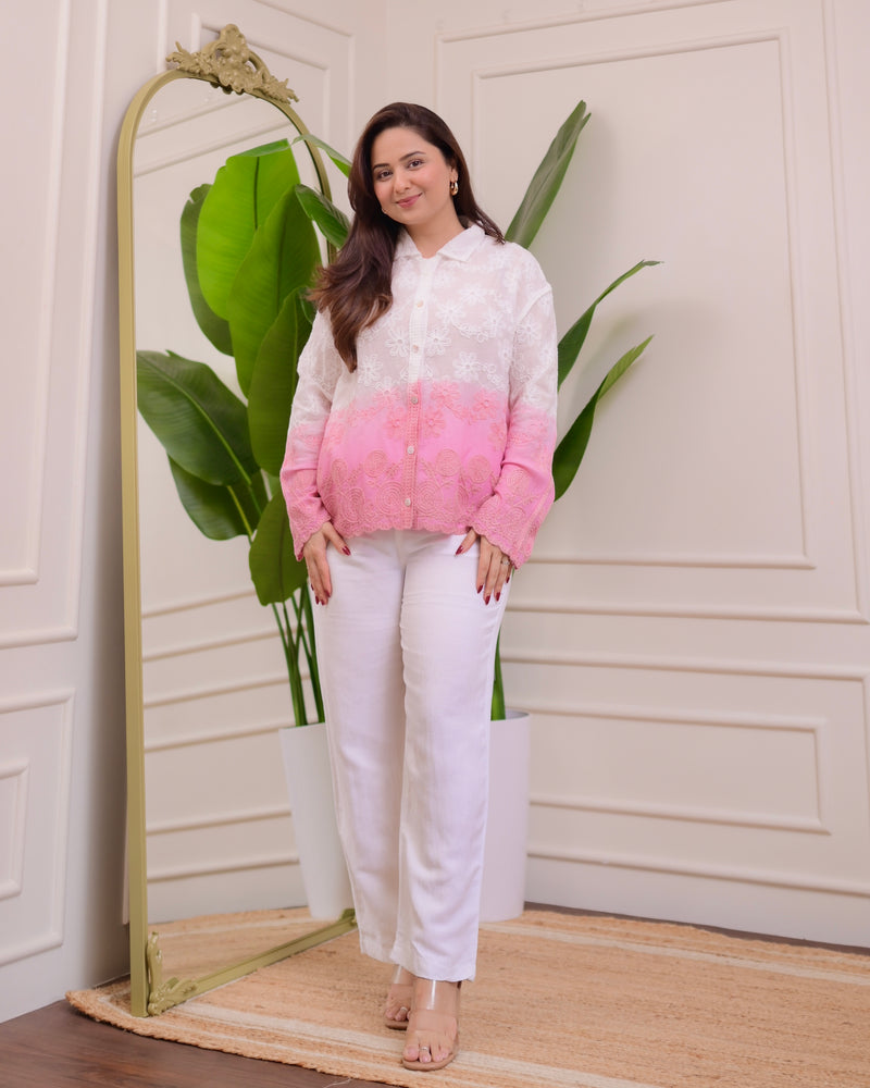 Pink Ombre Threadwork Shirt