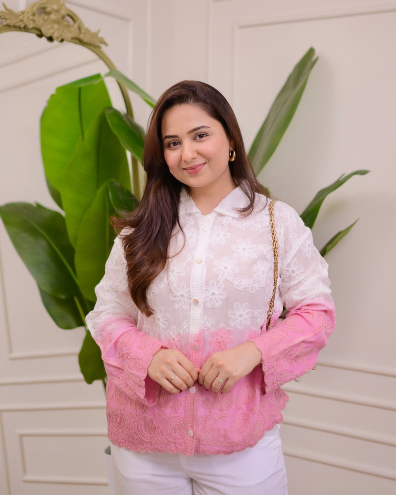 Pink Ombre Threadwork Shirt