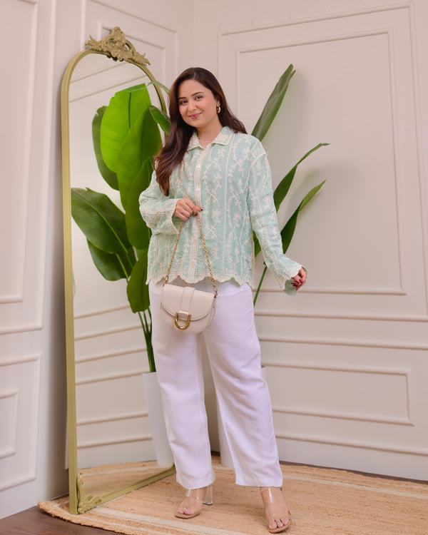 Mint Botanica Threaded Shirt