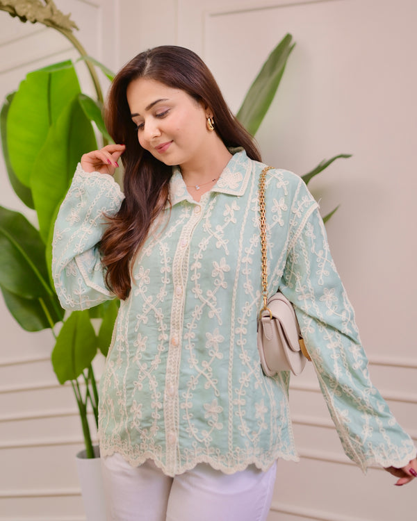 Mint Botanica Threaded Shirt