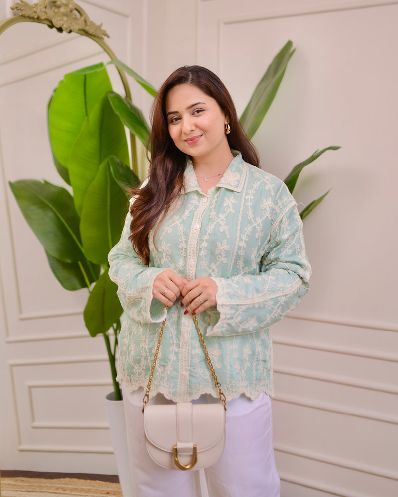 Mint Botanica Threaded Shirt