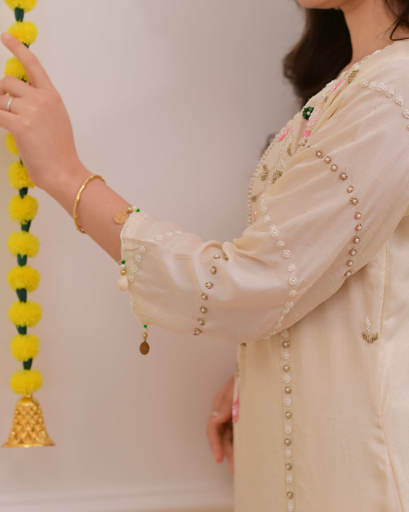 Ivory Premium Silk Handwork Festive Suit