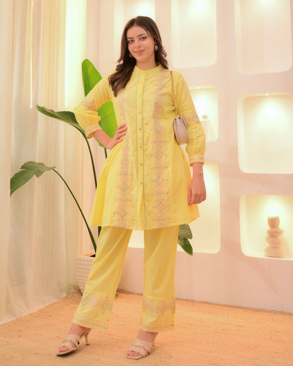 Lemon Lush Threadwork Cotton Festive Co-ord