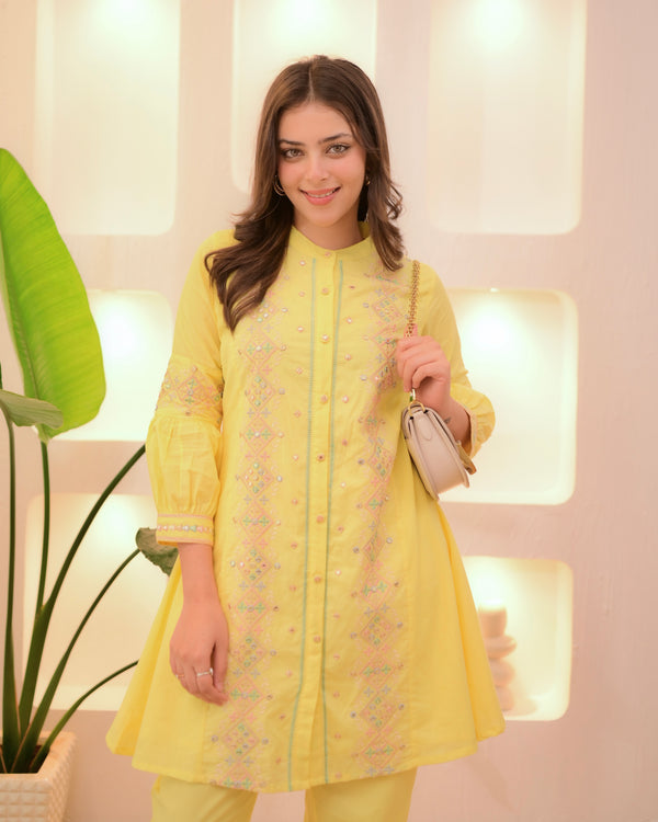 Lemon Lush Threadwork Cotton Festive Co-ord