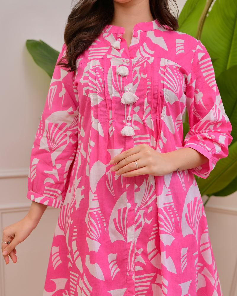 Pink Abstract Pintex Cotton Co-ord