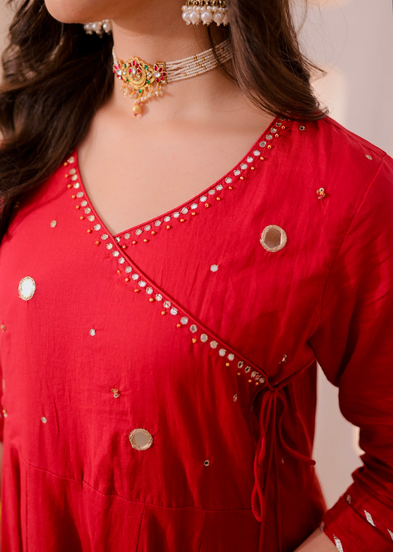 Maroon Noor-e-Gul Cotton Festive Anarkali