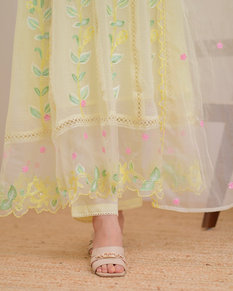 Vanilla Handwork Chiffon Crush Festive Anarkali