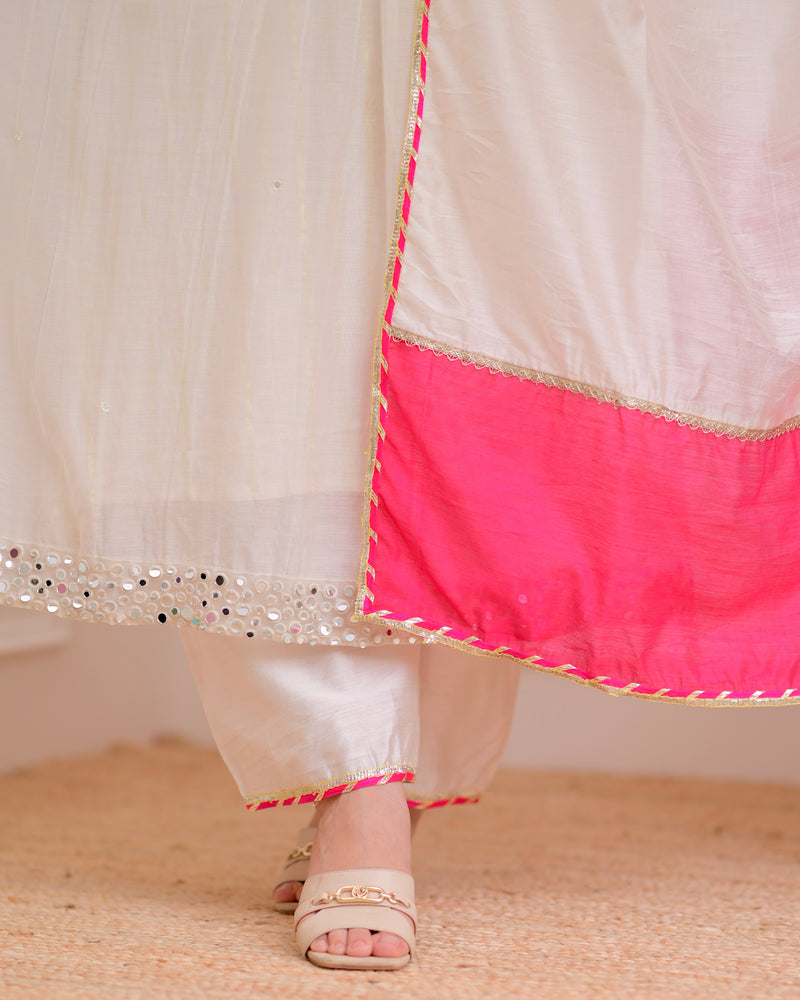 Pearl Meadow Handwork Mul Chanderi Festive Suit