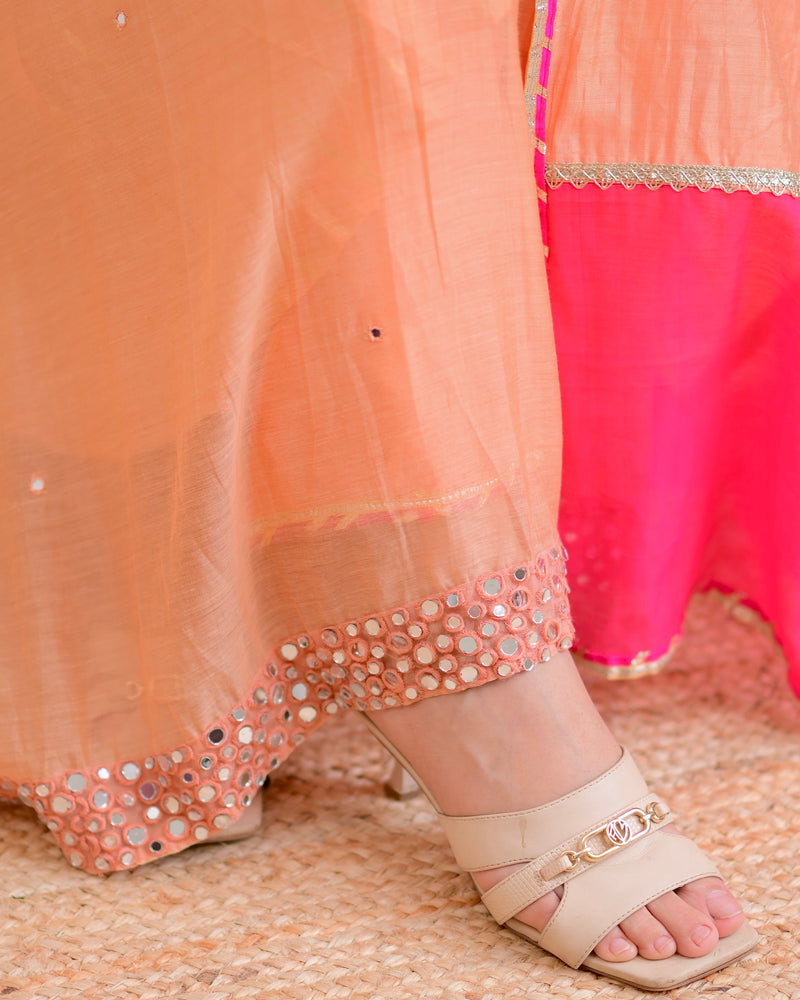 Peach Meadow Handwork Mul Chanderi Festive Suit