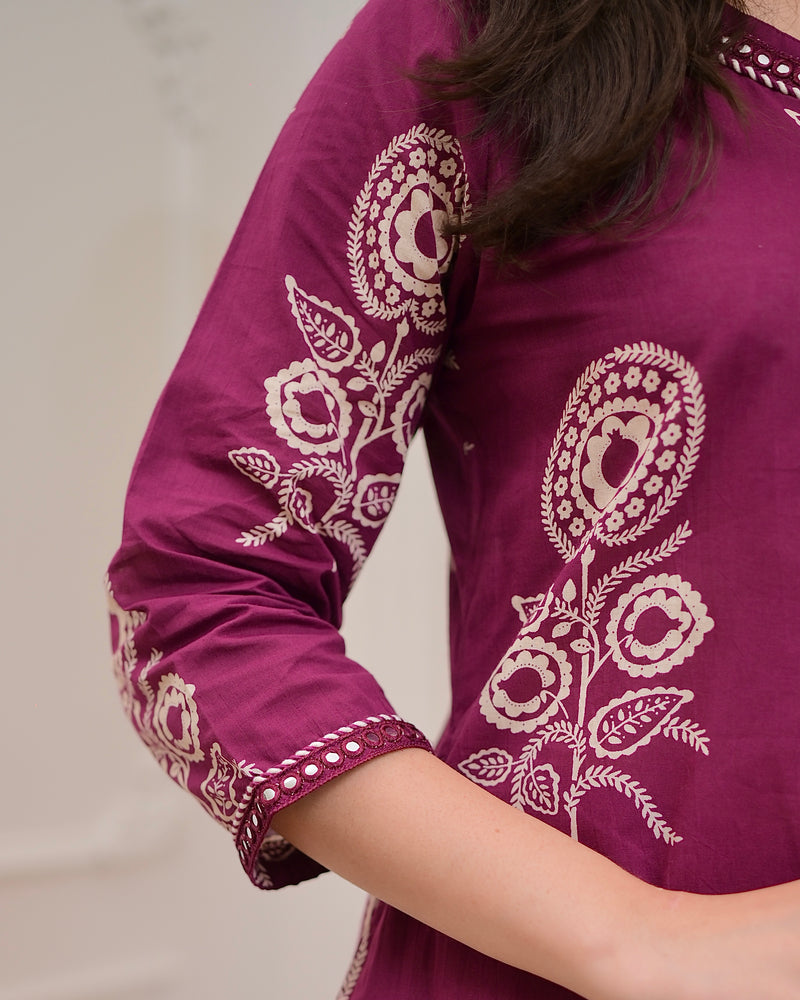 Magenta Premium Cotton Mirror Suit