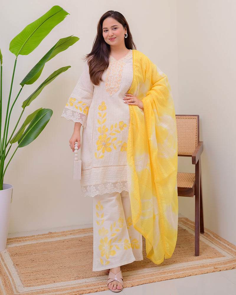 Lemon Bloom Handwork Pakistani Suit