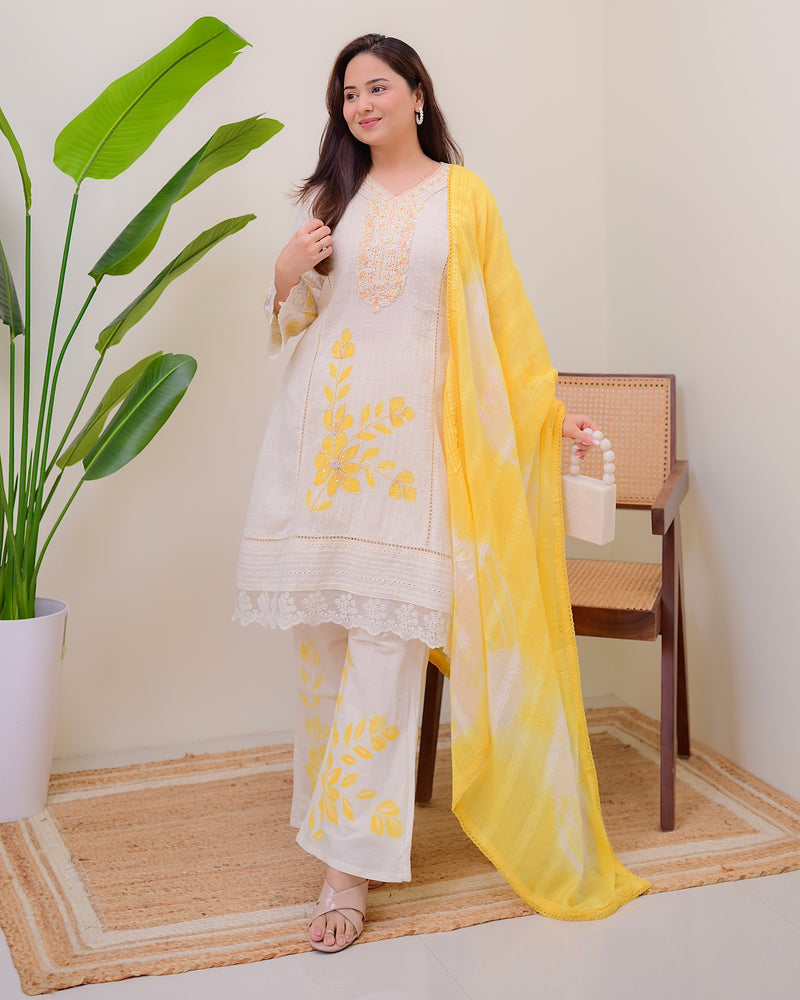 Lemon Bloom Handwork Pakistani Suit