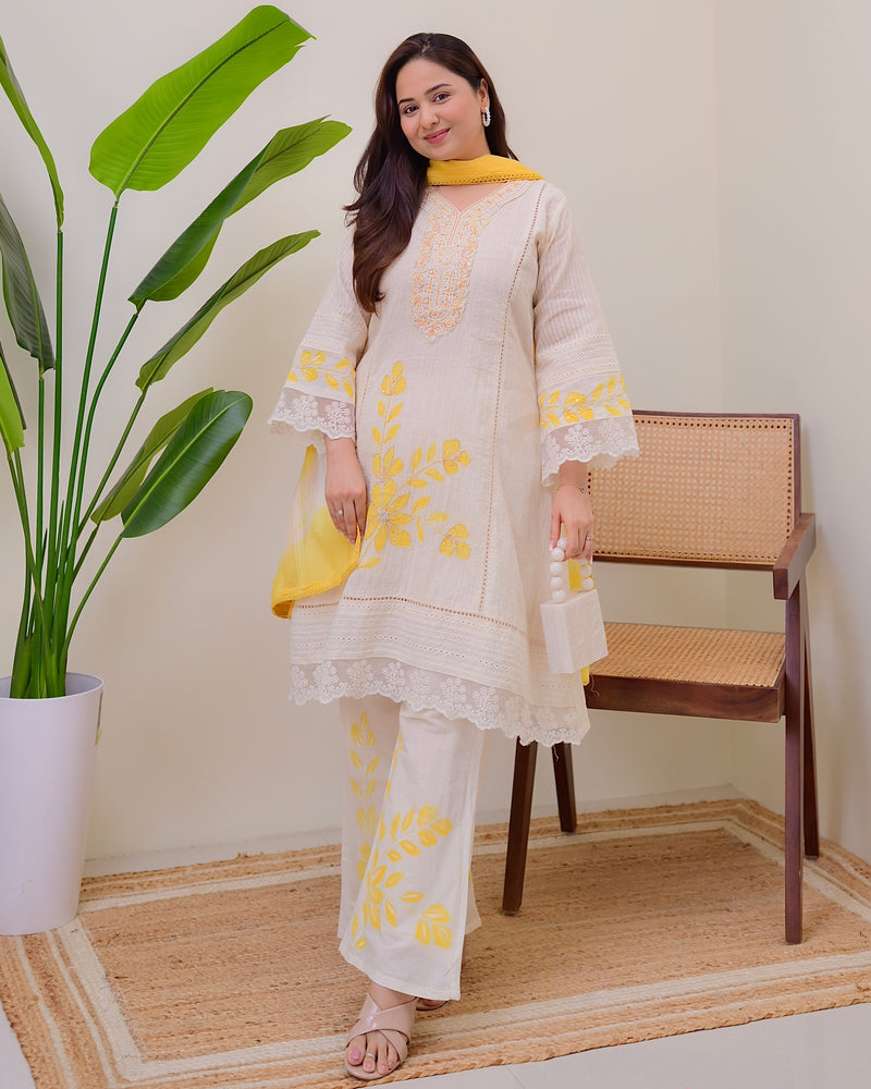 Lemon Bloom Handwork Pakistani Suit