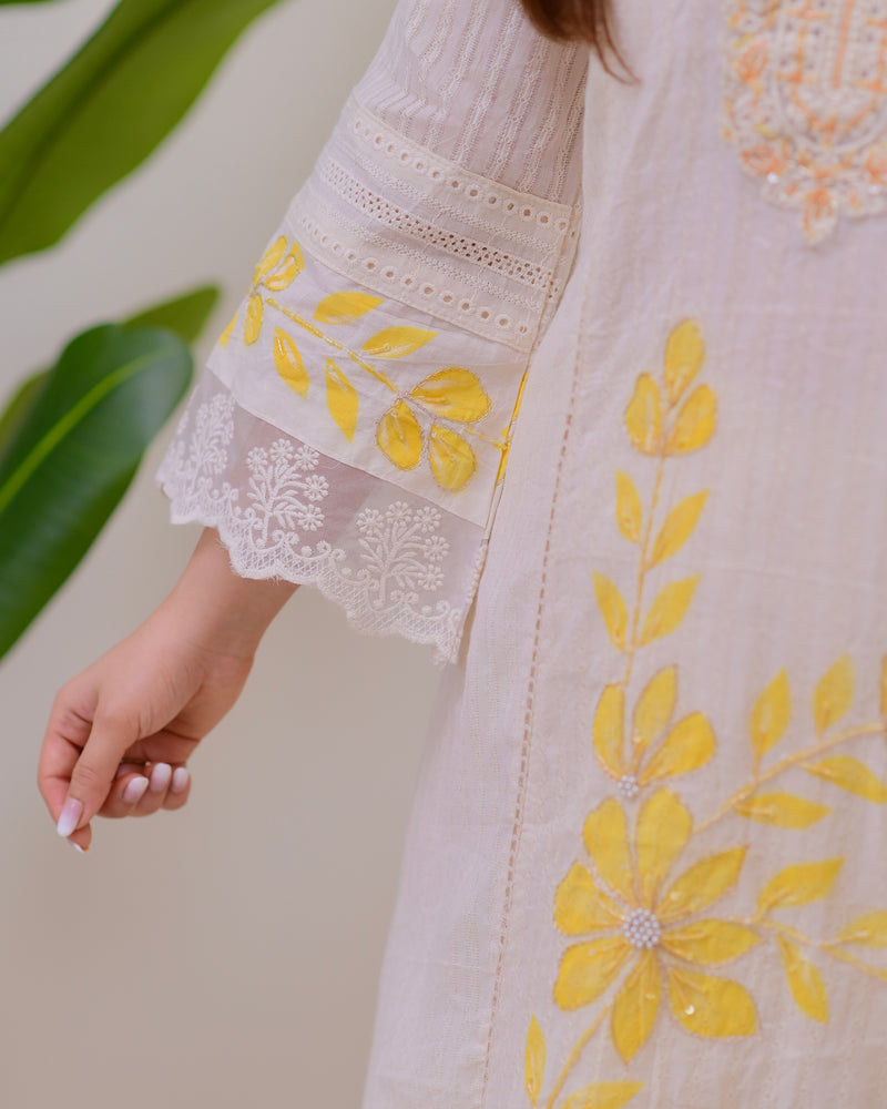 Lemon Bloom Handwork Pakistani Suit
