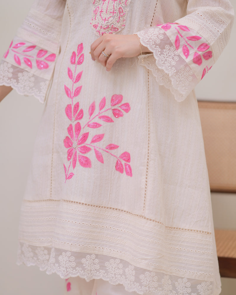 Pink Blush Bloom Handwork Pakistani Suit