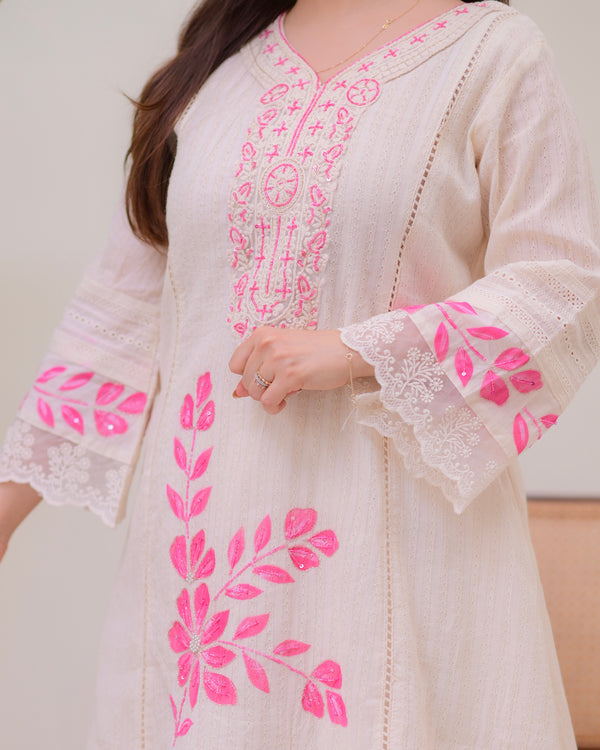 Pink Blush Bloom Handwork Pakistani Suit