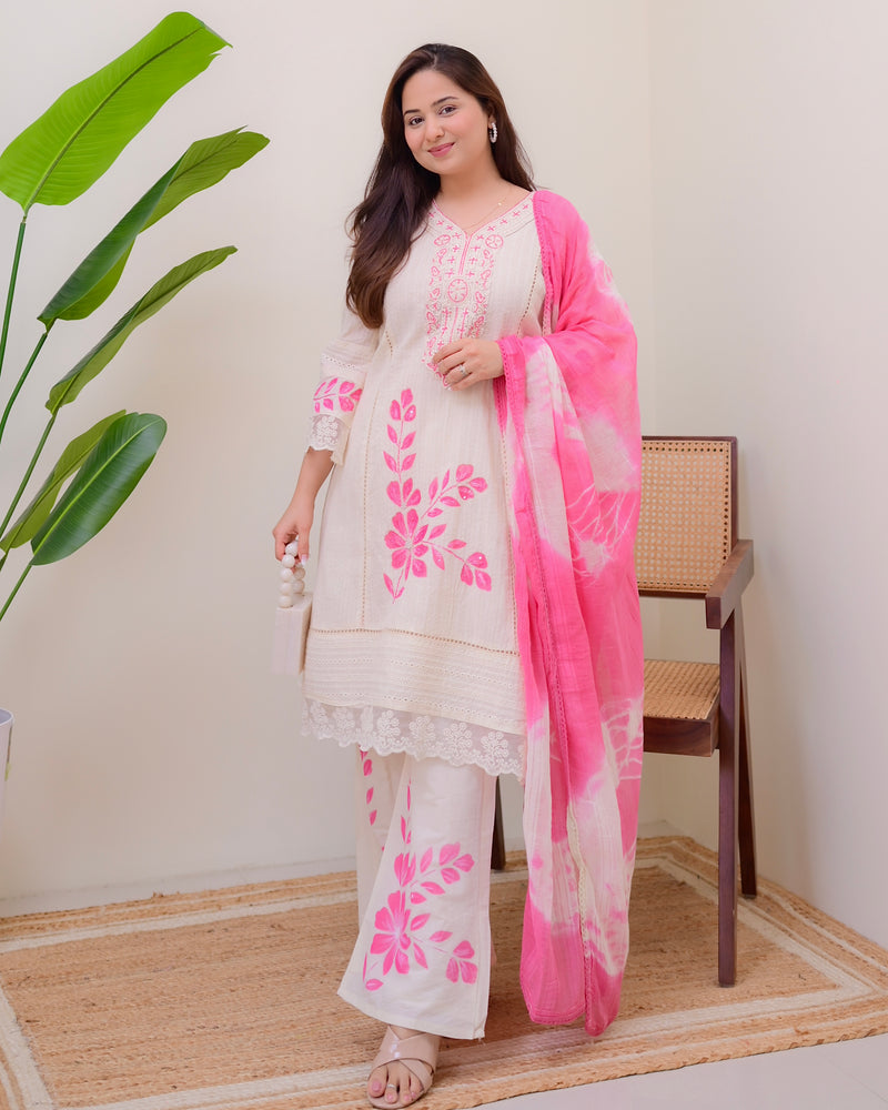 Pink Blush Bloom Handwork Pakistani Suit