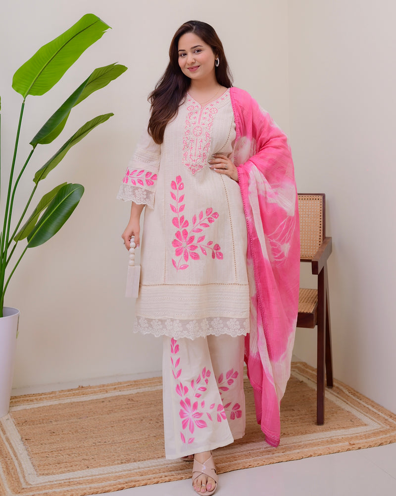 Pink Blush Bloom Handwork Pakistani Suit