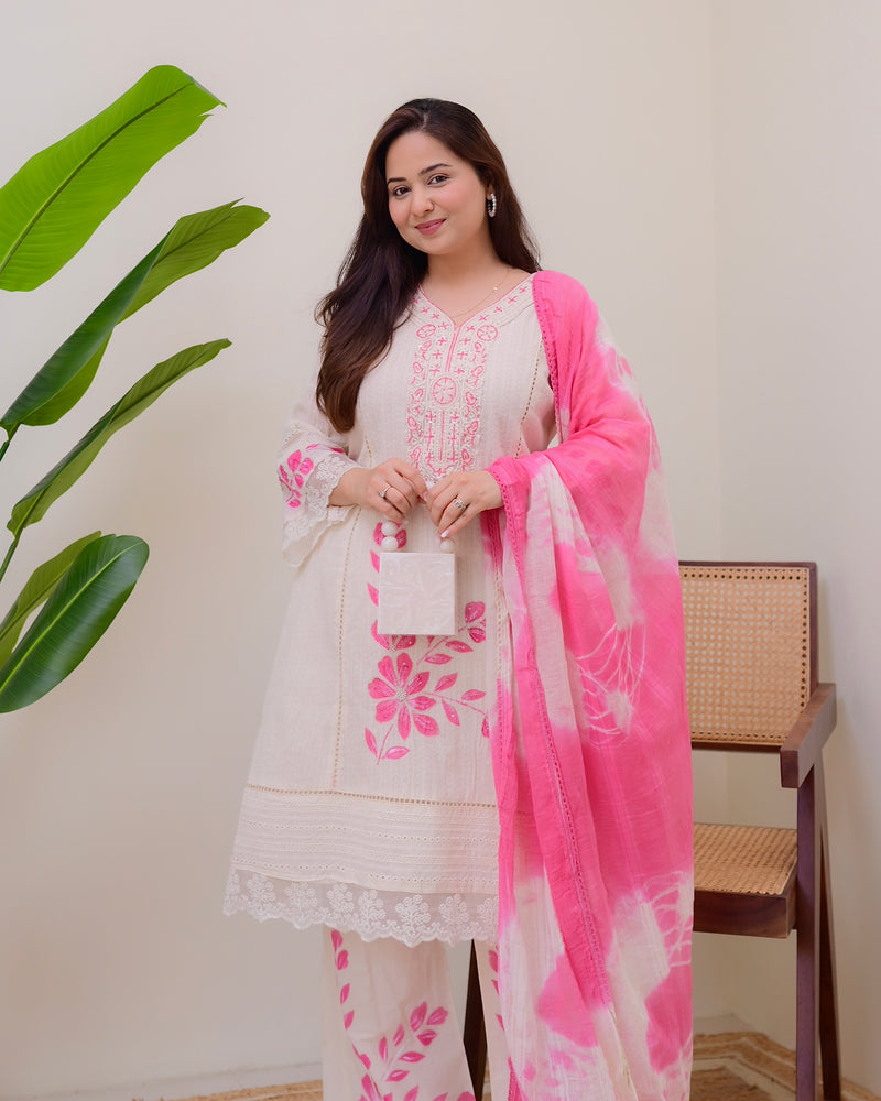 Pink Blush Bloom Handwork Pakistani Suit