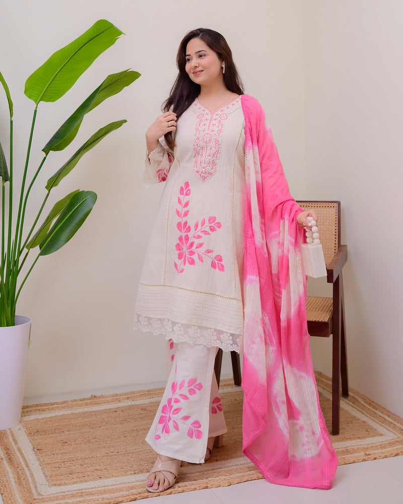 Pink Blush Bloom Handwork Pakistani Suit