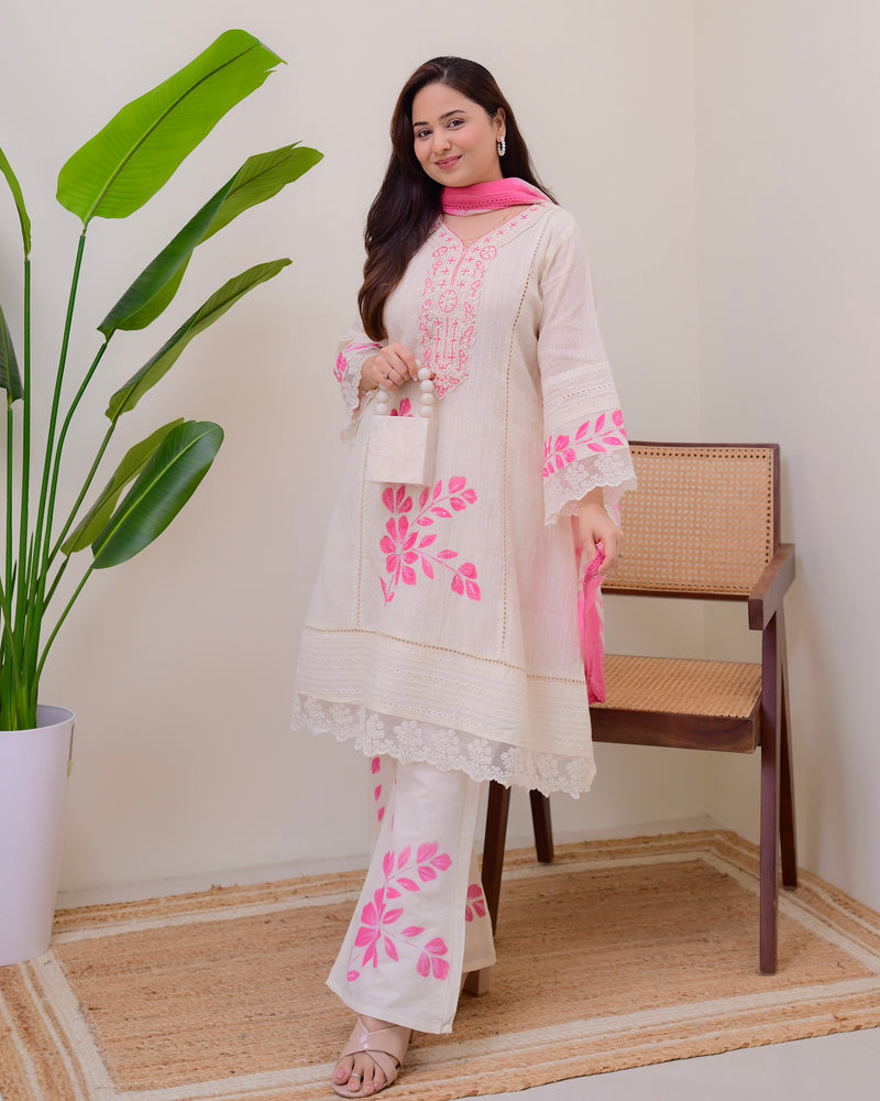 Pink Blush Bloom Handwork Pakistani Suit