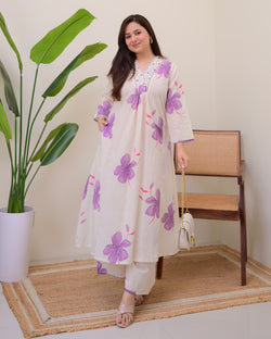 Orchid Mist Cotton A Line Kurta Palazzo Set