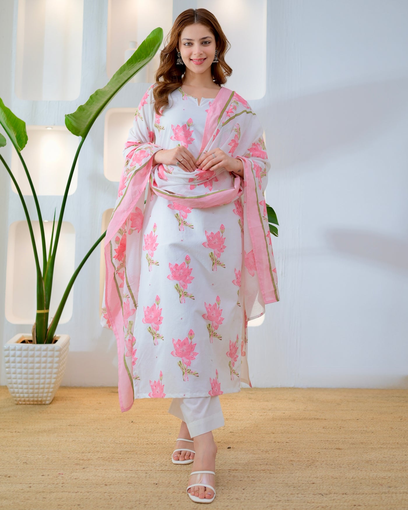 Rose Pink Bloom Premium Cotton Suit