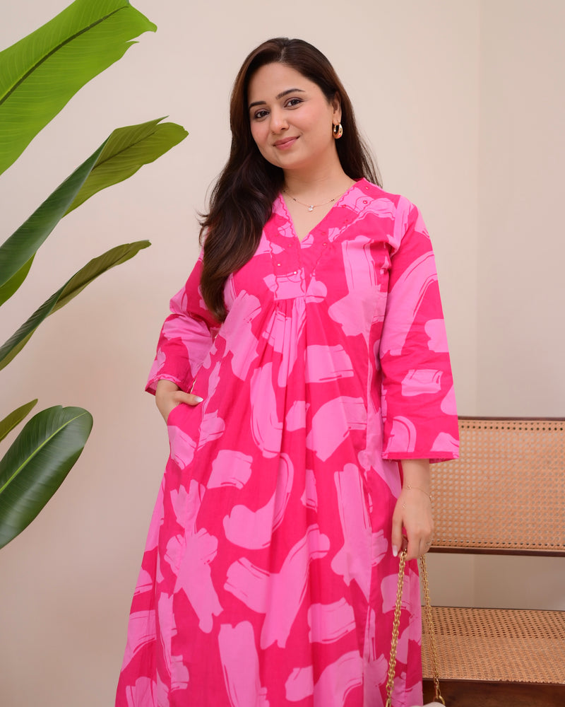 Candy Bloom Cotton A Line Kurta Palazzo Set