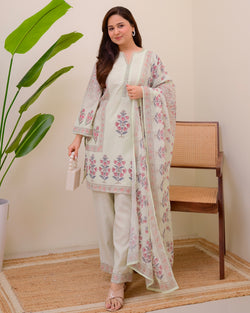 Mint Muse Floral Pakistani Linen Suit