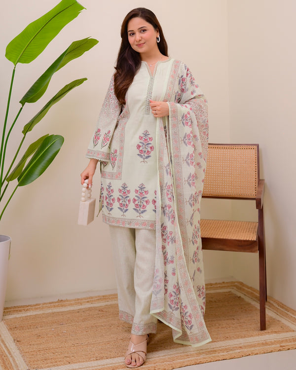 Mint Muse Floral Pakistani Linen Suit