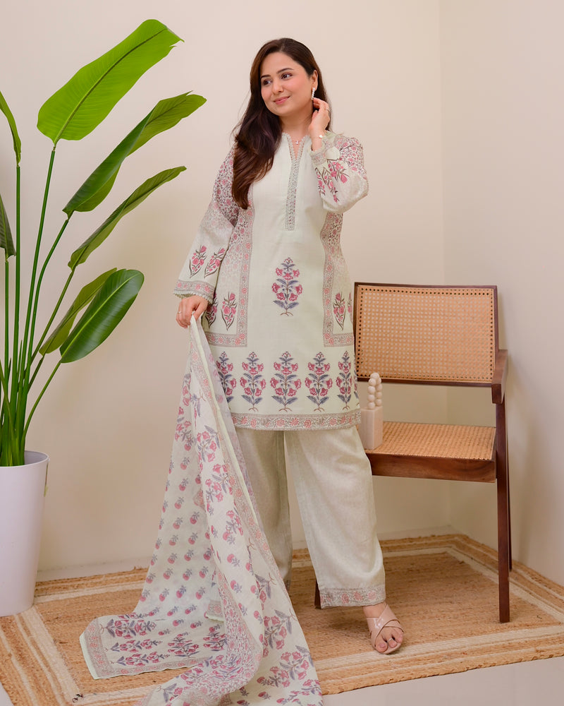 Mint Muse Floral Pakistani Linen Suit