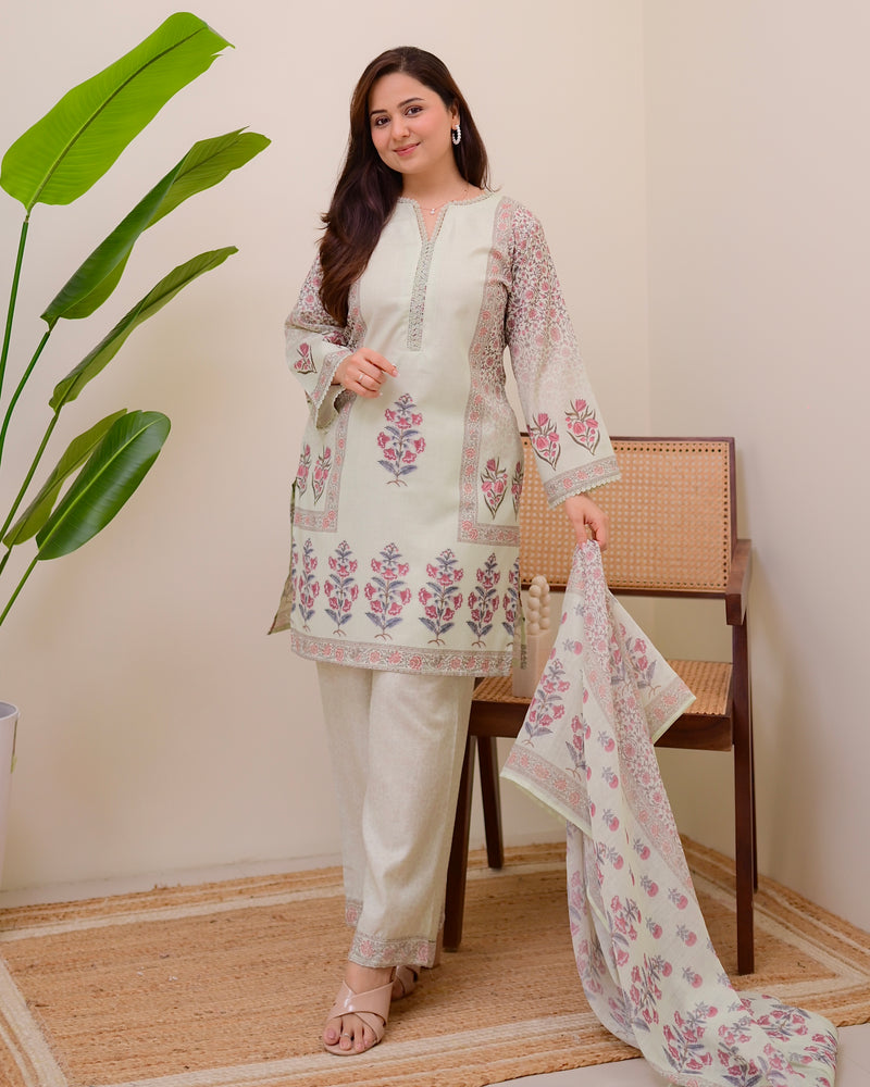 Mint Muse Floral Pakistani Linen Suit