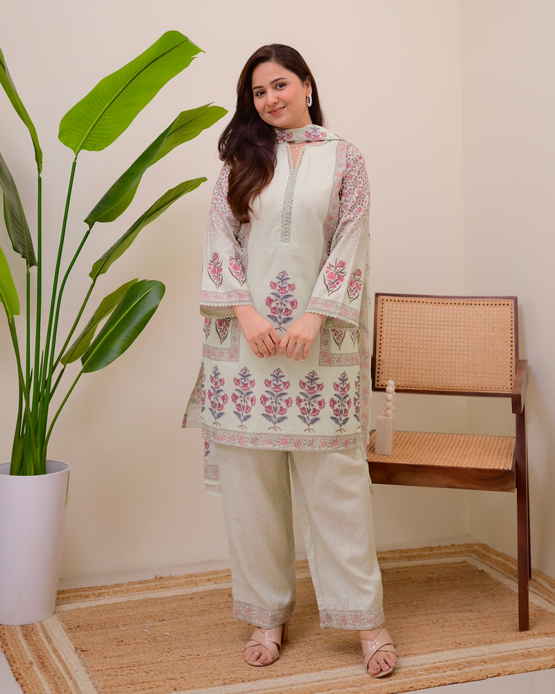 Mint Muse Floral Pakistani Linen Suit